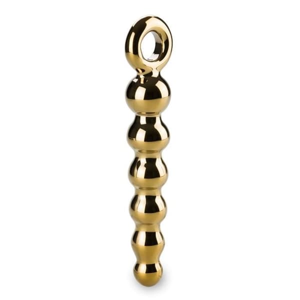 Glas anal radband - Treasure - Sex bollar - Progressiv diameter - Guldfärg