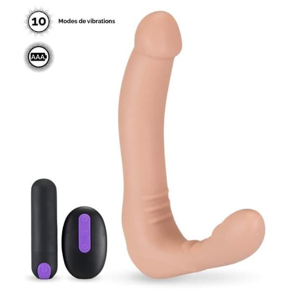 Dubbel dildo strap-on 20 lägen Flesh