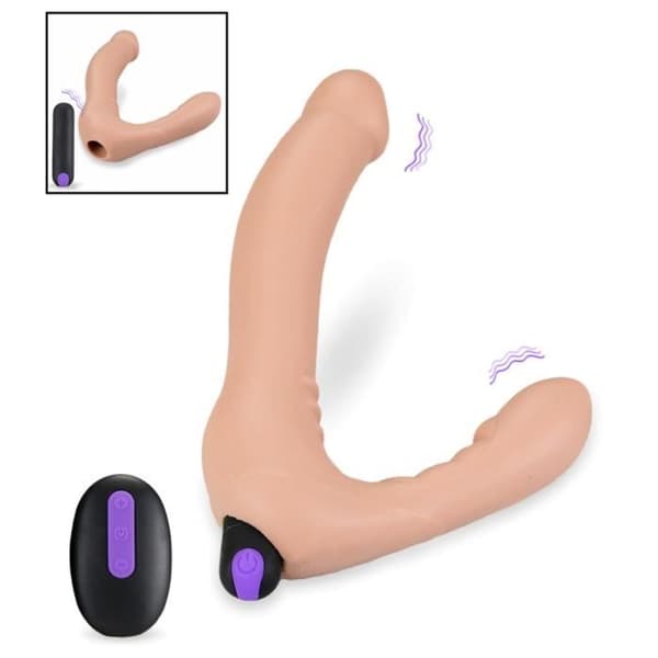 Dubbel dildo strap-on 20 lägen Flesh