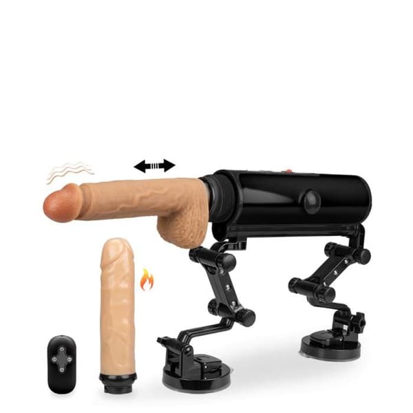 Jävla maskin med uppvärmda och vibrerande dildos Svart
