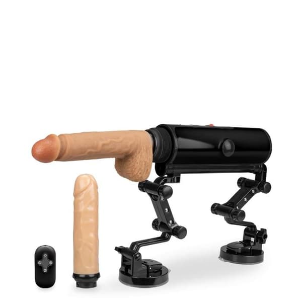 Jävla maskin med uppvärmda och vibrerande dildos Svart