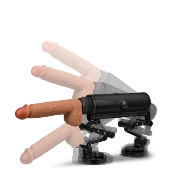Jävla maskin med uppvärmda och vibrerande dildos Svart