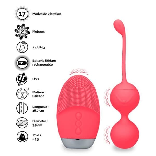 Pink Bounce vibrerande geishabollar och fjärrkontroll