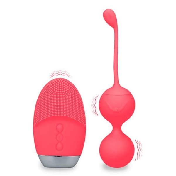 Pink Bounce vibrerande geishabollar och fjärrkontroll