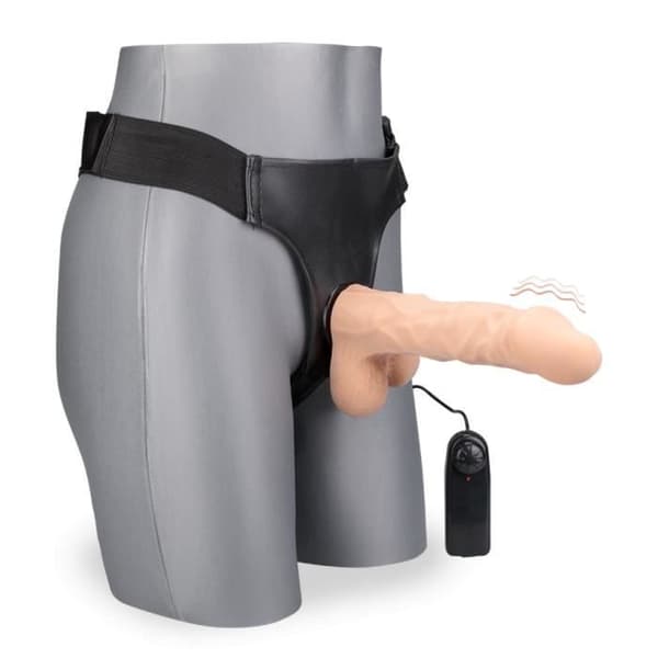 XL vibrerande strap-on dildo 21,5 cm Brody Light Skin