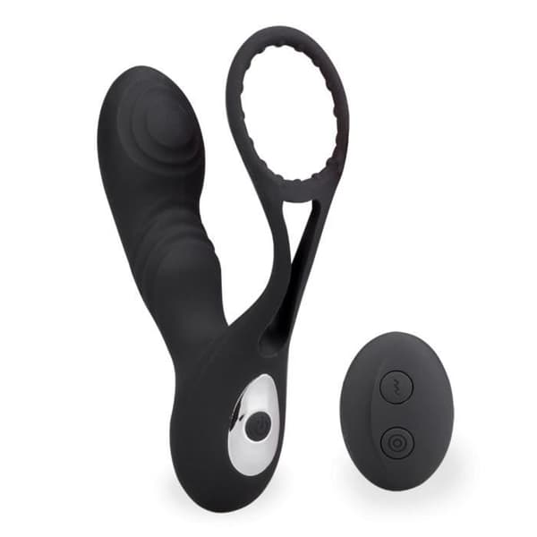 Vibrator för män anal dildo Vibrerande prostatastimulator med cockring Hero Black