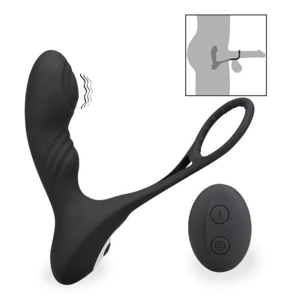 Vibrator för män anal dildo Vibrerande prostatastimulator med cockring Hero Black