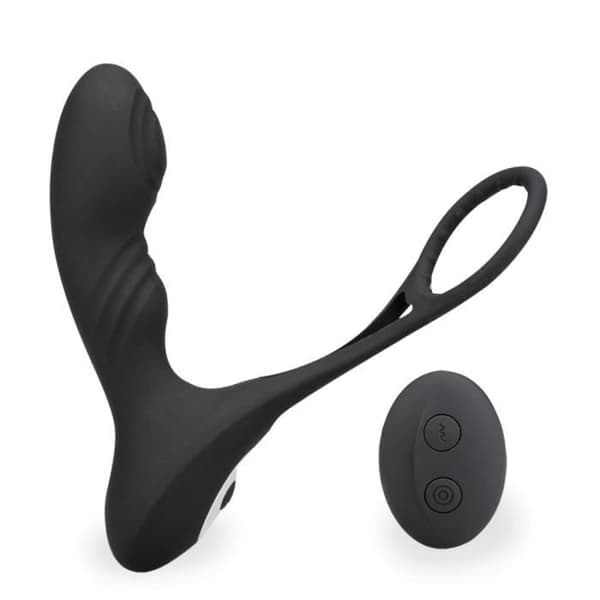 Vibrator för män anal dildo Vibrerande prostatastimulator med cockring Hero Black