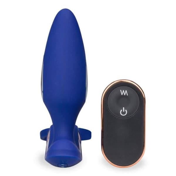 Vibrations- och elektrostimulerande analplugg med Fever Dark Blue cockring