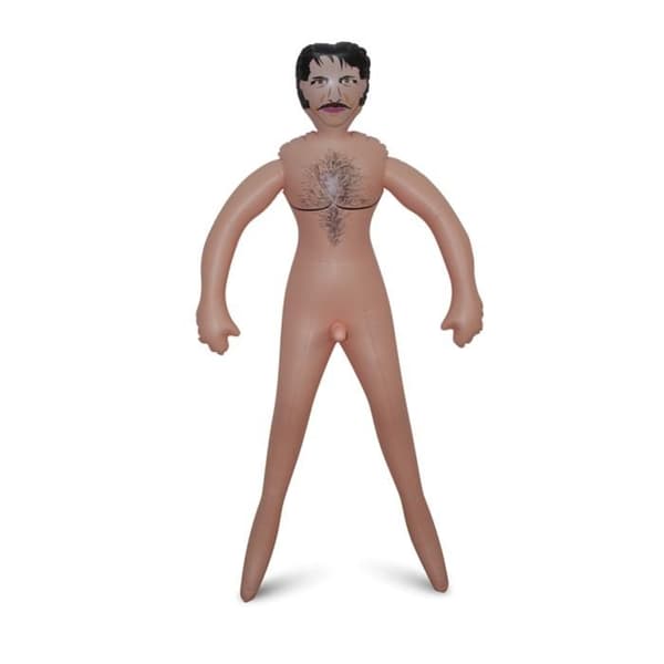 Uppblåsbar vibrerande mandocka - LOVE & VIBES - 17,0 cm - Beige - Silikon