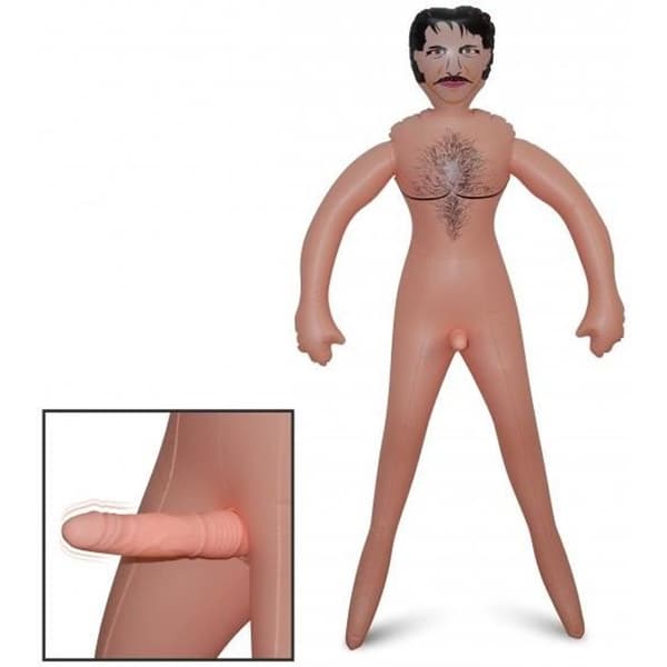Uppblåsbar vibrerande mandocka - LOVE & VIBES - 17,0 cm - Beige - Silikon