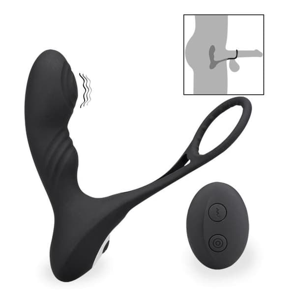 Vibrerande prostatastimulator med Hero cockring - LOVE AND VIBES Collection Black