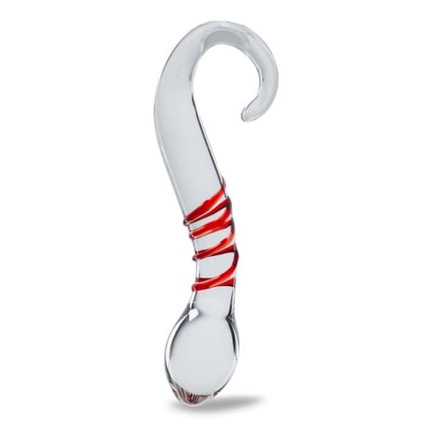 Glasdildo - Finesse - Röd - Böjd - 17cm - Icke-porös