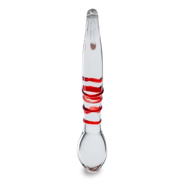 Glasdildo - Finesse - Röd - Böjd - 17cm - Icke-porös