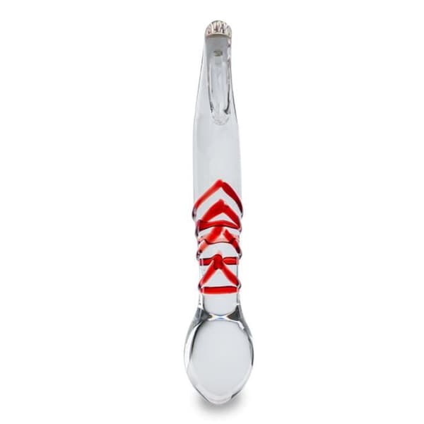 Glasdildo - Finesse - Röd - Böjd - 17cm - Icke-porös