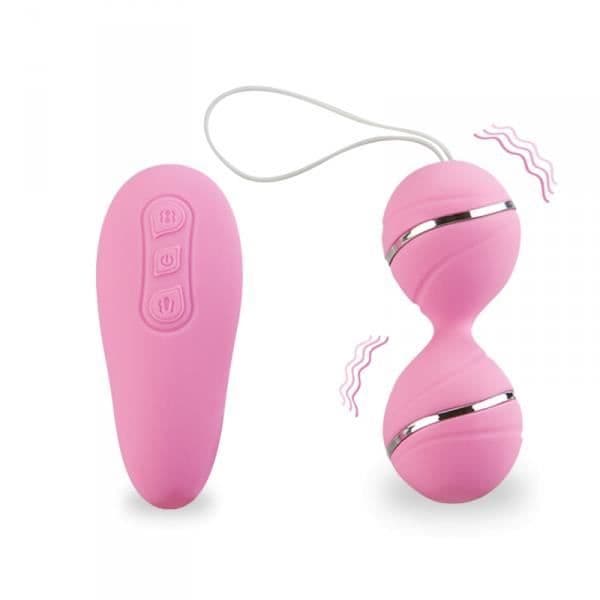 Geishabollar - LOVE &amp; VIBES - Vibrerande fjärrkontroll - 7 vibrationslägen - Rosa - Vuxen