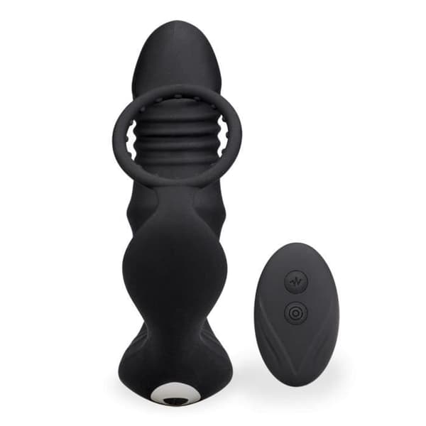 Clark vibrerande och fram och tillbaka analplugg med cockring - LOVE AND VIBES Collection Black