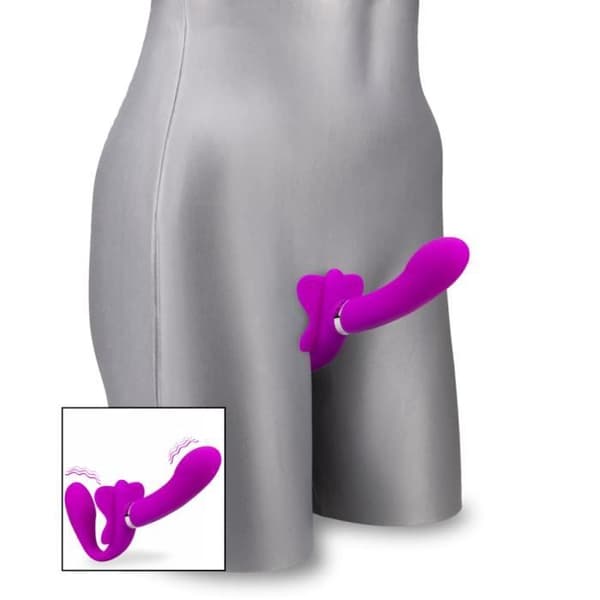 Strapon 12 vibrationslägen Butterfly Purple