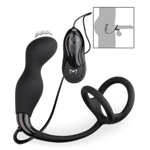 Liten prostatastimulator med dubbel cockring Kom ihåg