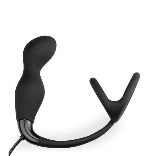 Liten prostatastimulator med dubbel cockring Kom ihåg - LOVE AND VIBES Collection Black