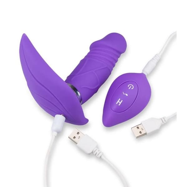 Hilka fjärrkontroll och uppvärmd automatisk fram och tillbaka vibrerande trosor - Vibrator för kvinnor och par Mörklila