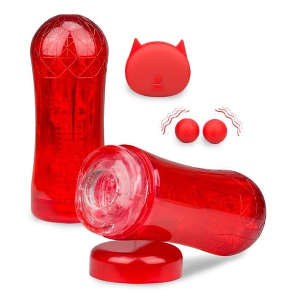 Manlig onani med vibrerande bollar Skylight Red