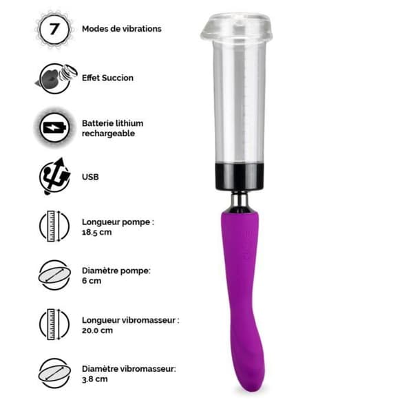Penispump och vibrator 7 lägen Lila