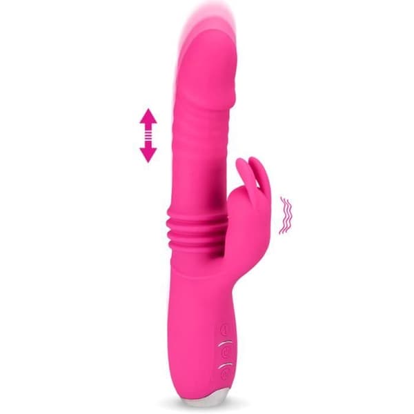 USB fram och tillbaka kaninvibrator 12 hastigheter Rosa
