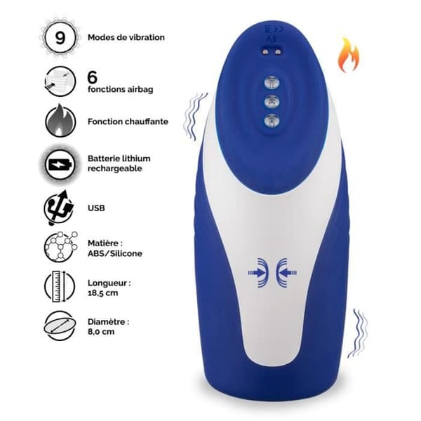 Automatisk manlig onani med alla alternativ Buddy Blue