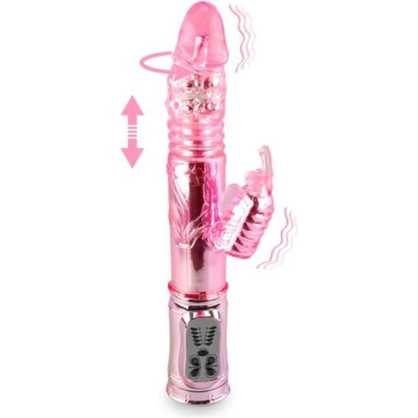 Vibromasseur Papillon XXL Deluxe USB Va &amp; Vient - LOVE AND VIBES - Rosa - 100% TPR - Vuxen