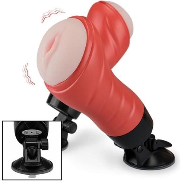 Masturbator - KÄRLEK OCH VIBRATIONS - Konstgjord Vagina - 12 Vibrations - Justerbar - Röd