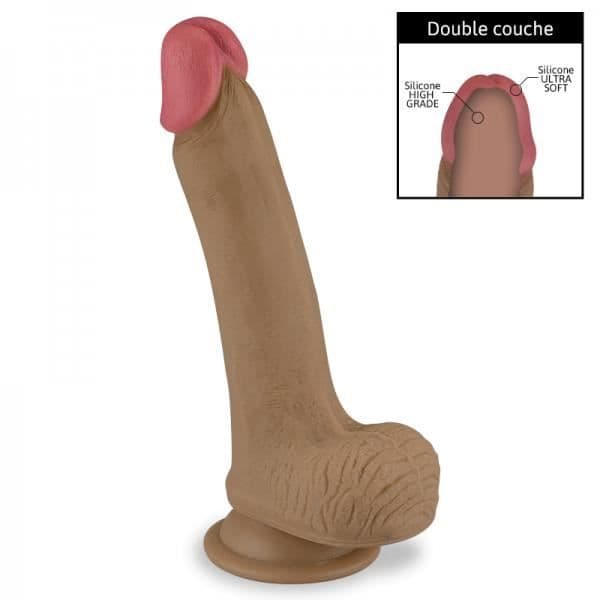 100% Realistic Double Layer Liquid Silicone Dildo - Black No Black