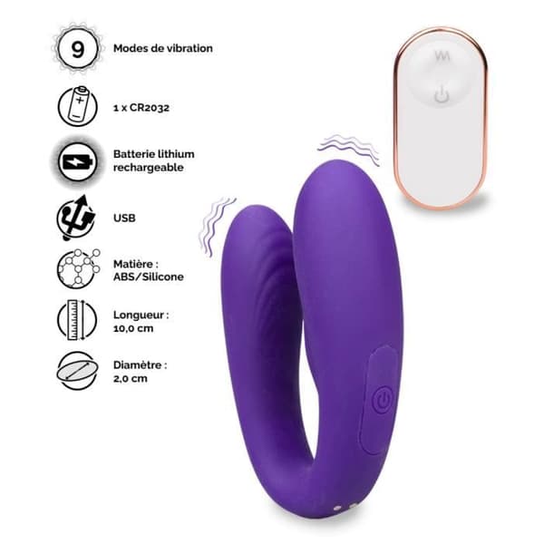Pil Fjärrkontroll Par Vibrator Mörklila