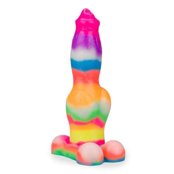 Fosforescerande schäferhund sugkoppsdildo - för män och kvinnor - vaginal och anal Multicolor