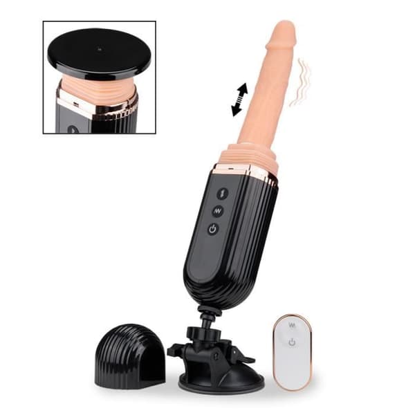 Jävla maskin för sugkoppsdildos och en vibrerande dildo 18,0cm Svart