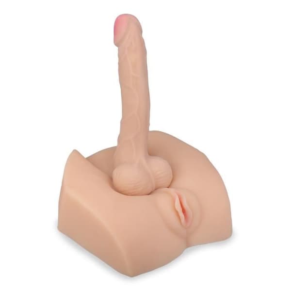 Masturbator Vagina Artificiell &amp; Dildo - LOVE AND VIBES - Flexibel 20cm - Noduler och realistiska detaljer