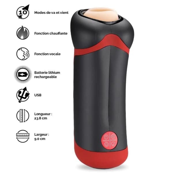 Automatisk fram och tillbaka manlig onanator MONITOR Black And Red