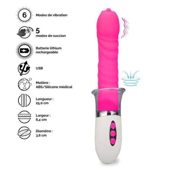 Eleven Fuchsia 2-i-1 vulva pump vibrator