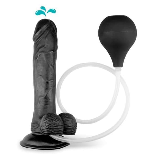 Realistisk ejakulatorisk sugkopp dildo 23,0cm Svart
