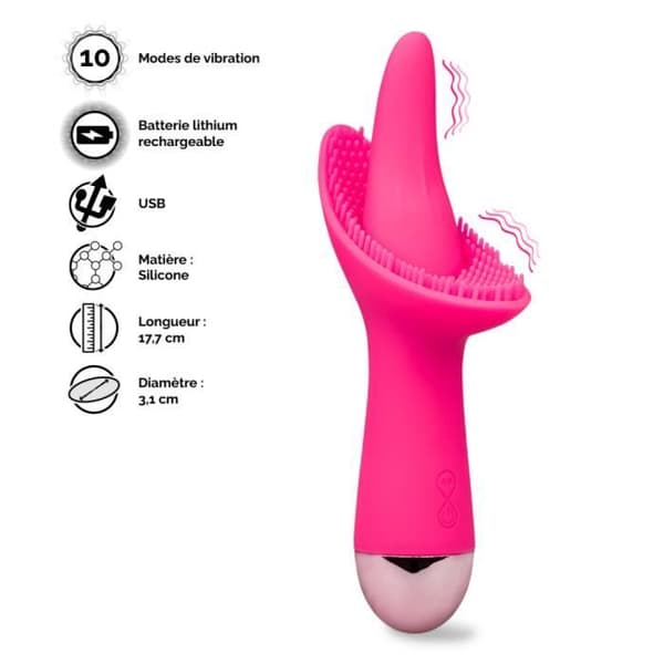 Stimulator Punkt G Rosa - Tunga - 10 vibrationslägen - Uppladdningsbar