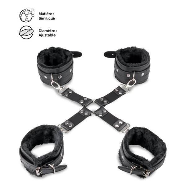 Handbojor och korsband bondage kit Svart