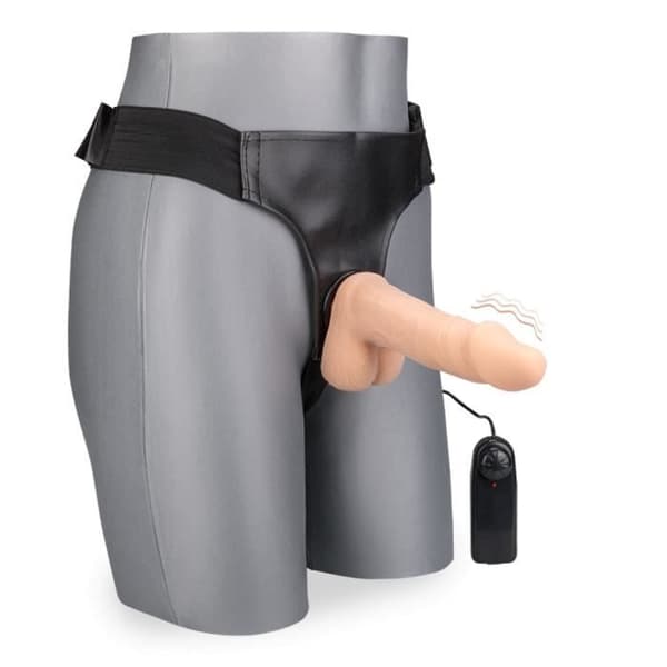 Vibrerande strap-on dildo 17,0 cm Tucker Light Skin