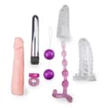Miniatyrbild 1 av 2: Sexleksakslåda - LOVE AND VIBES - 7 delar - 17cm vibrator - Flexibel analplugg - Geishabollar