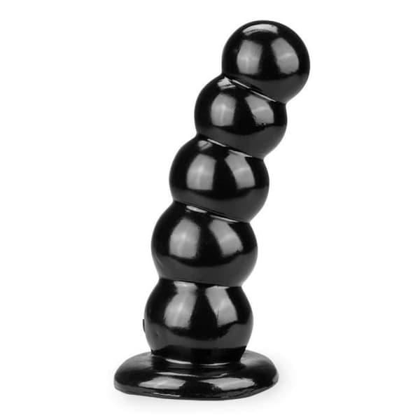 Plug anal med sugkopp Odan Noir - PVC - 5 masserande bollar - diameter 5,9 cm
