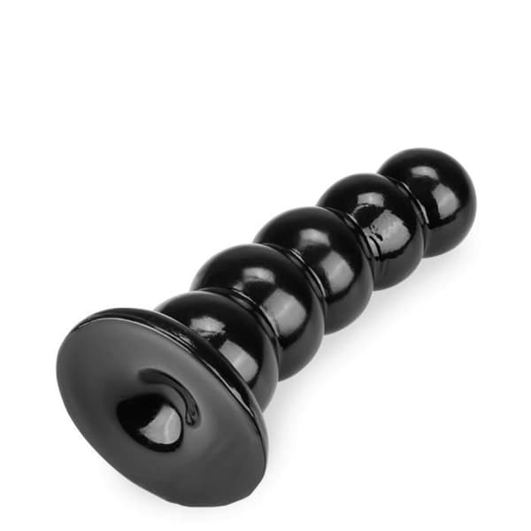 Plug anal med sugkopp Odan Noir - PVC - 5 masserande bollar - diameter 5,9 cm