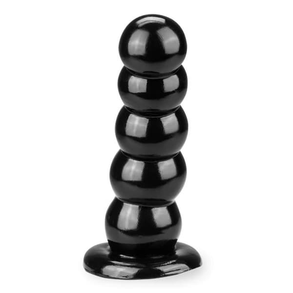 Plug anal med sugkopp Odan Noir - PVC - 5 masserande bollar - diameter 5,9 cm