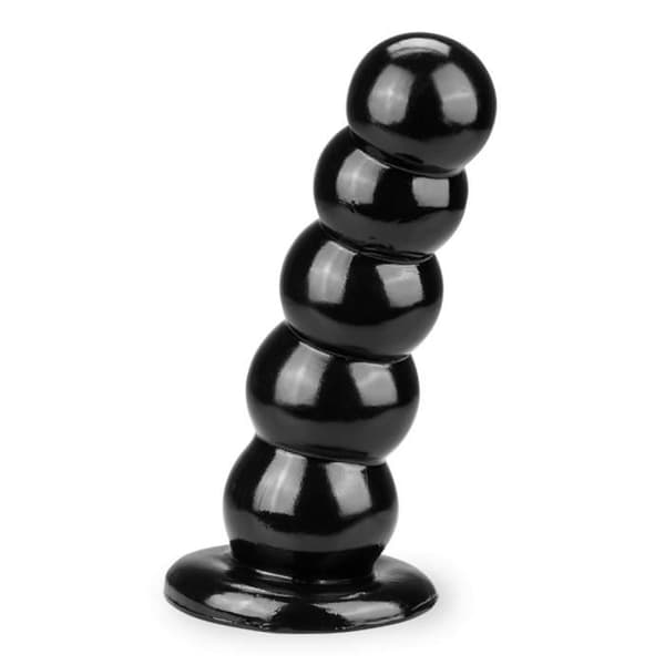 Plug anal med sugkopp Odan Noir - PVC - 5 masserande bollar - diameter 5,9 cm