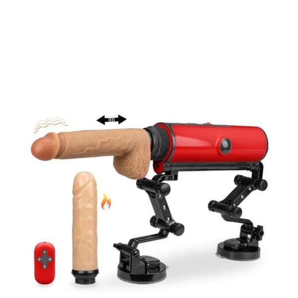 Jävla maskin med uppvärmda och vibrerande dildos Röda