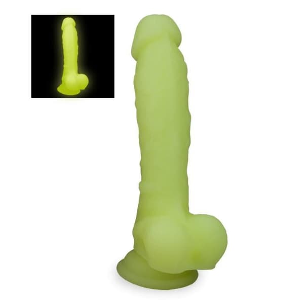 Osvald fosforescerande sugkoppsdildo - för män och kvinnor - vaginal och anal Gul
