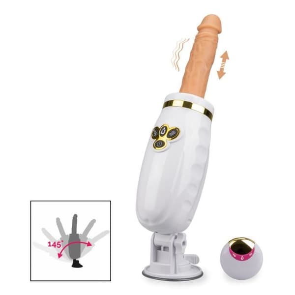 Jävla maskin 16 hastigheter med uppvärmd dildo Vit